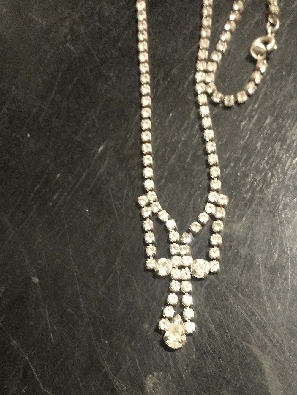 Silver-Tone Crystal Drop Necklace - Women Jewelry